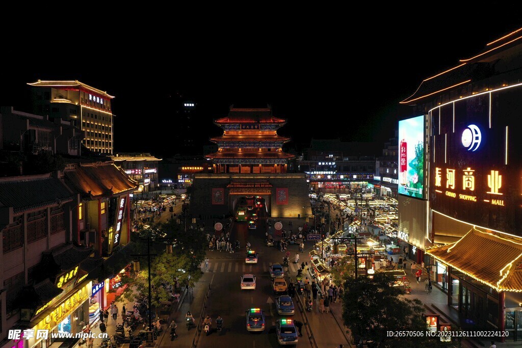 开封鼓楼夜市 古城 夜景  灯