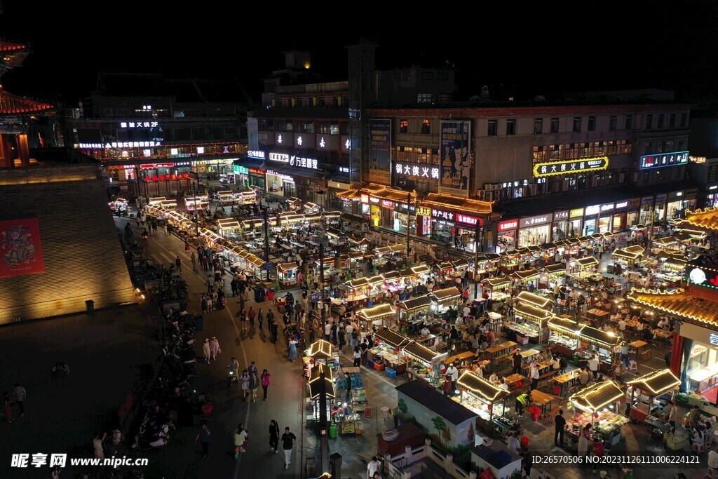 开封鼓楼夜市 古城 夜景  灯