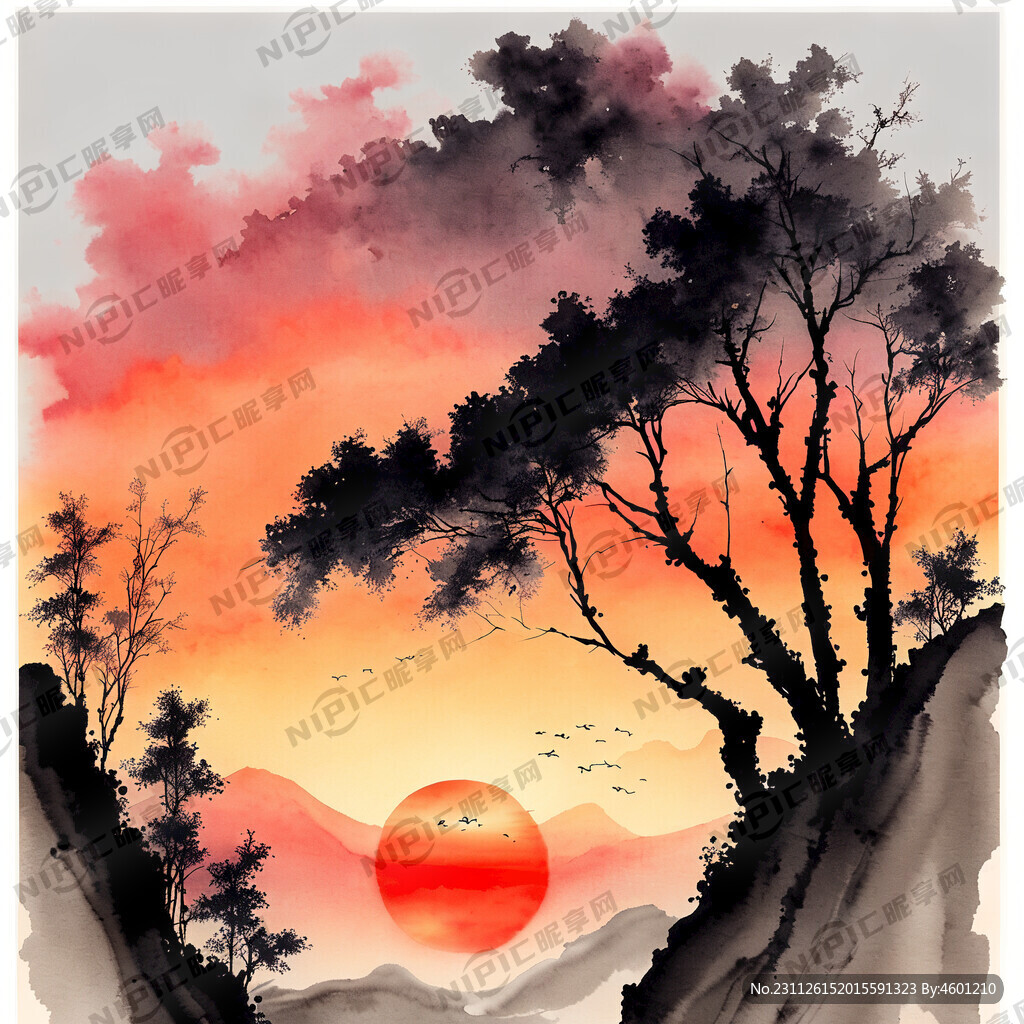 中国风 中国画 朝夕