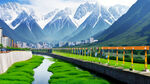 国家生态安全屏障主题，浮雕墙，雪山，三江源，绿化，城市，城市绿化建设，南北两山绿化建设，