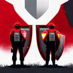 红色，安全卫士，保护信息安全，盾，防御，维护国家