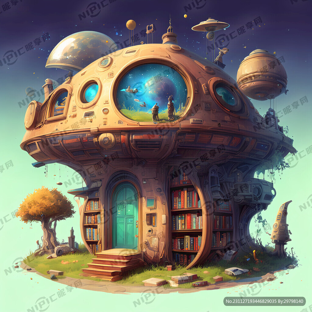 我的书屋我的梦科幻元素主题绘画