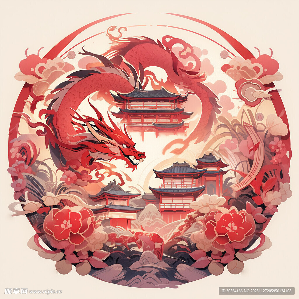 龙复古插画