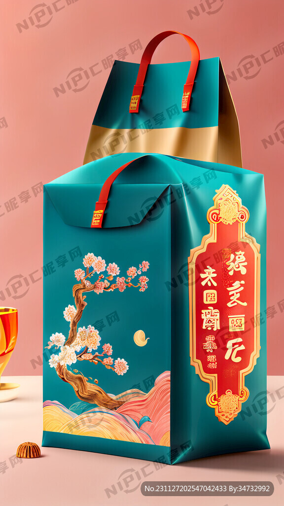 新年咖啡馆包装袋模板