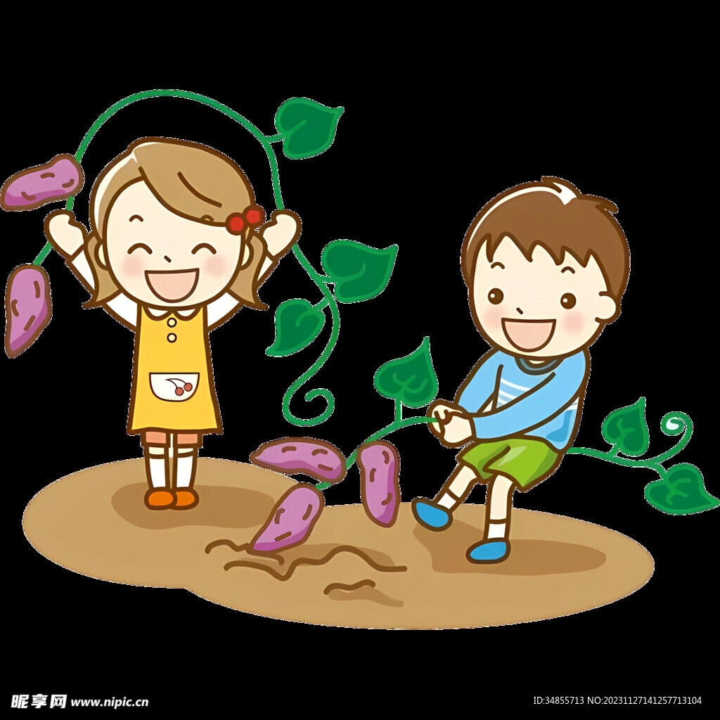 卡通拔红薯