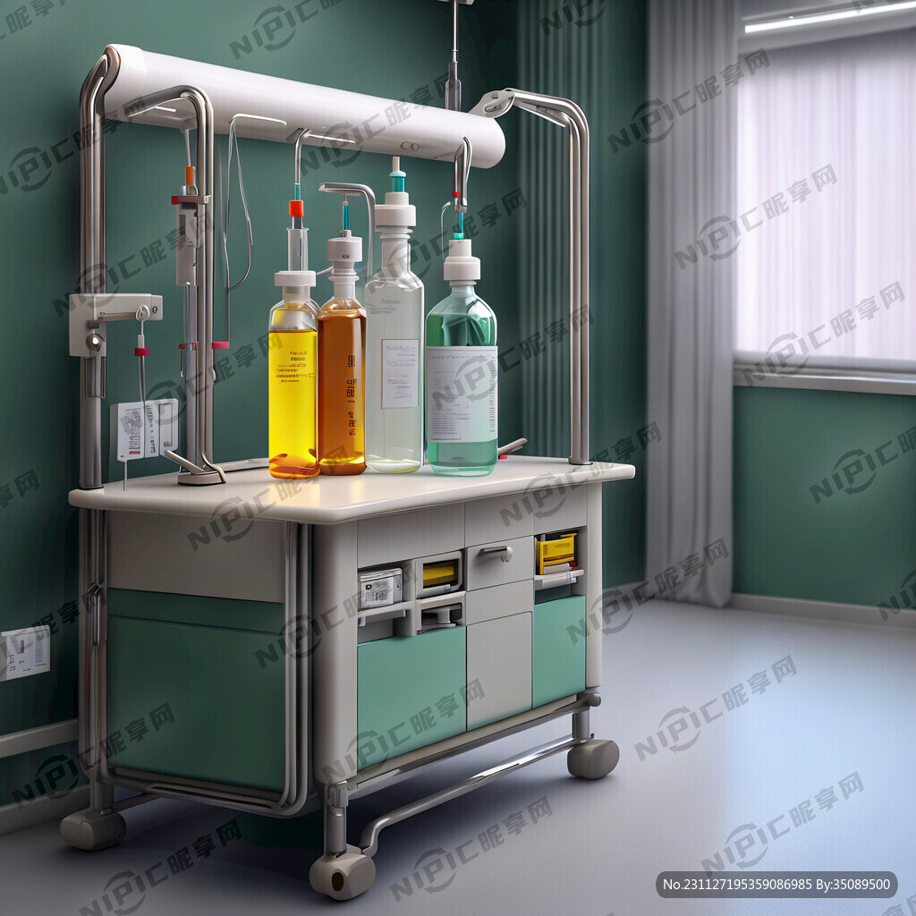 病房床头柜输液架上挂输液