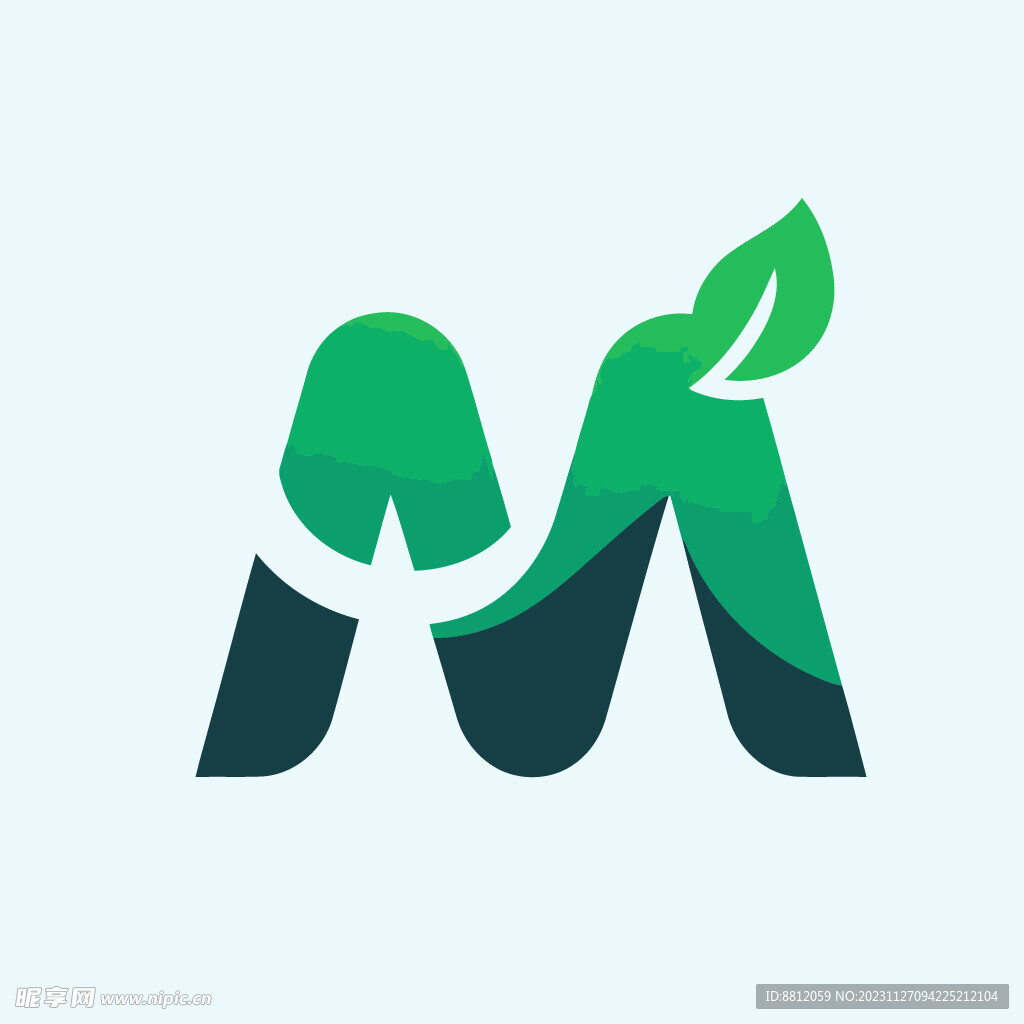 绿叶字母M标志设计