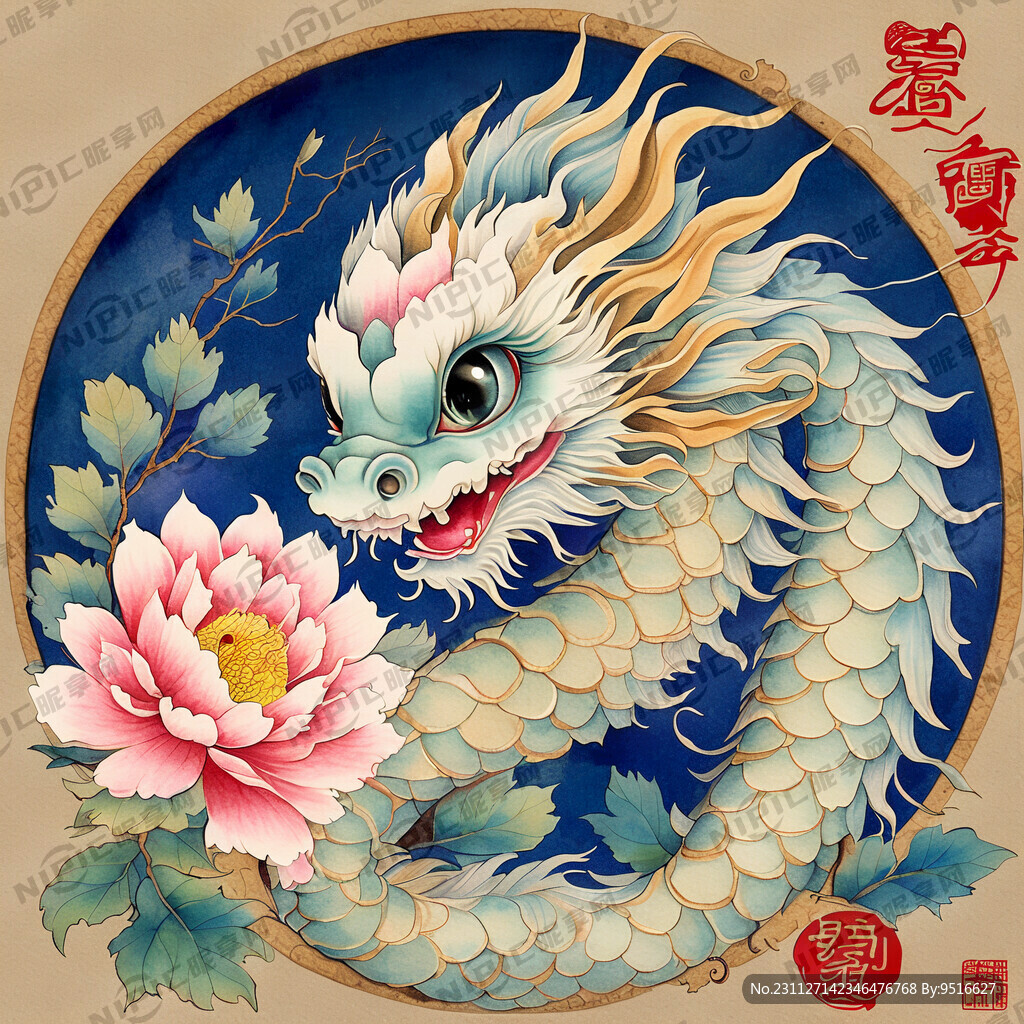 中国年画 龙年 喜庆 色彩丰富