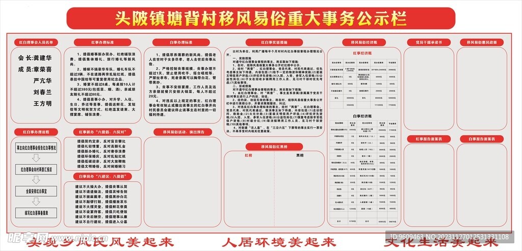 红白喜事公示栏