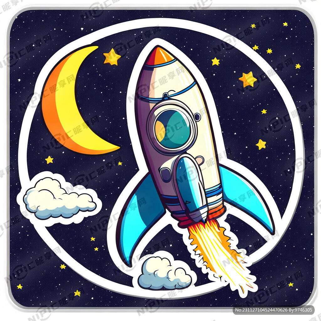 卡通贴纸 太空人组合造型 星星