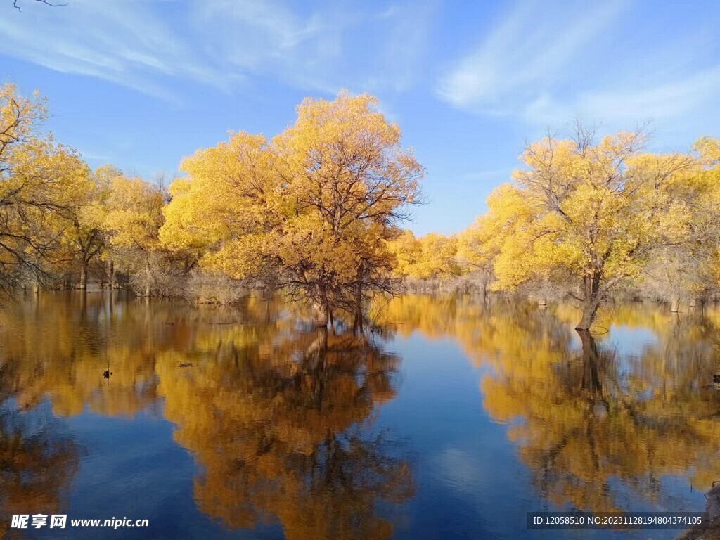 水天一色的秋景