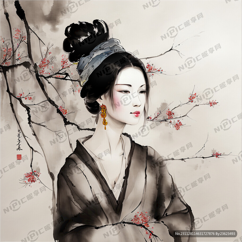 女性中国风墙绘