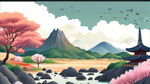 韩国元素风景插图