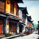 阳朔西街手绘
