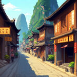 热闹西街，阳朔，卡通