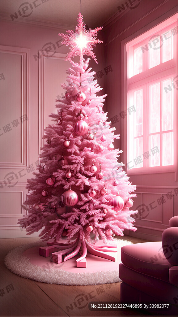 漂亮粉色圣诞树