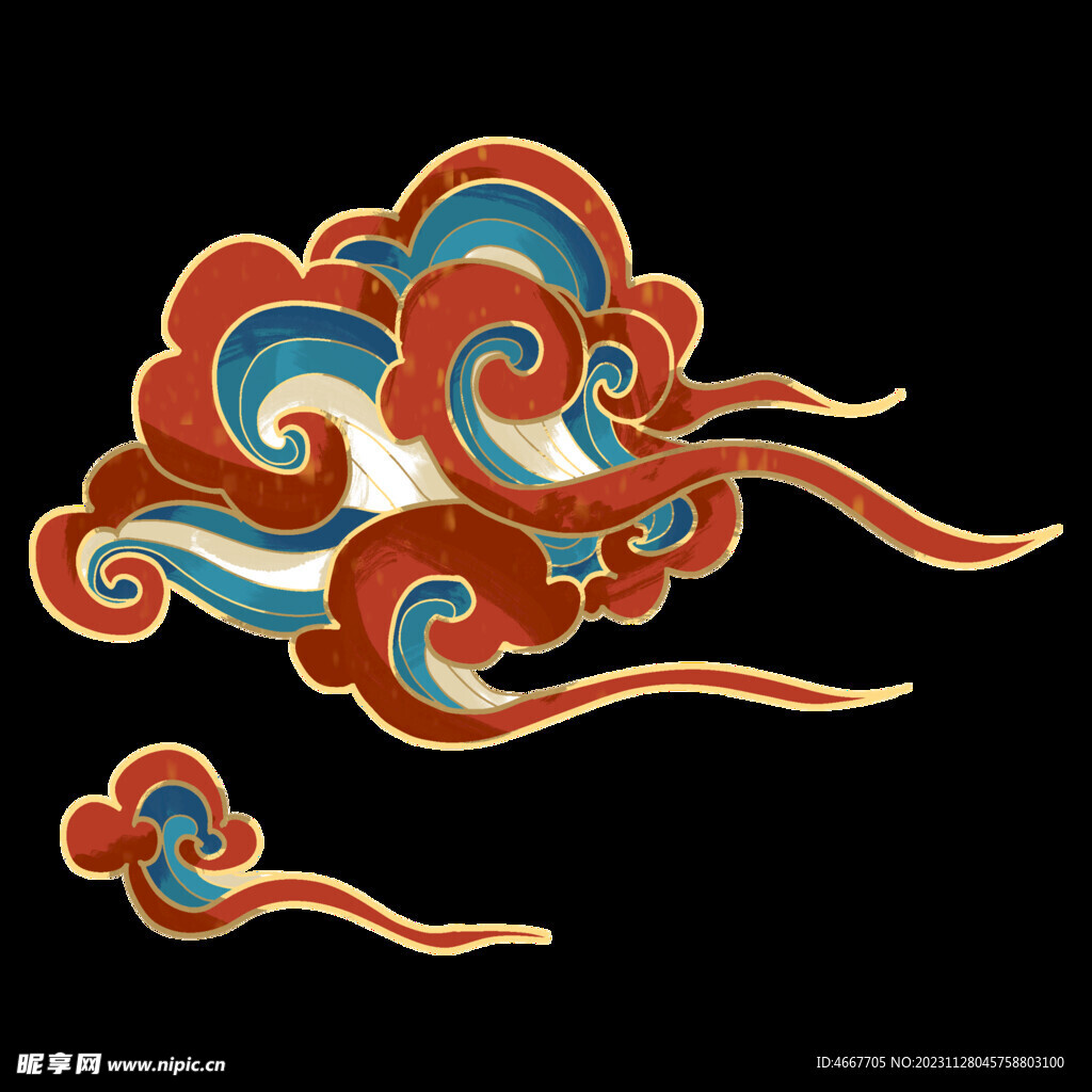 国潮彩色祥云         