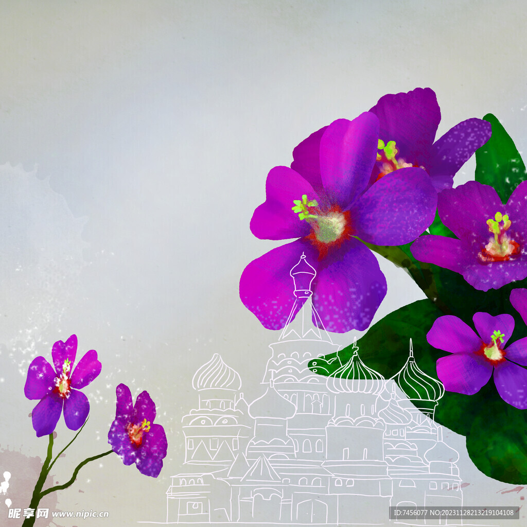 唯美紫色花卉挂画装饰画