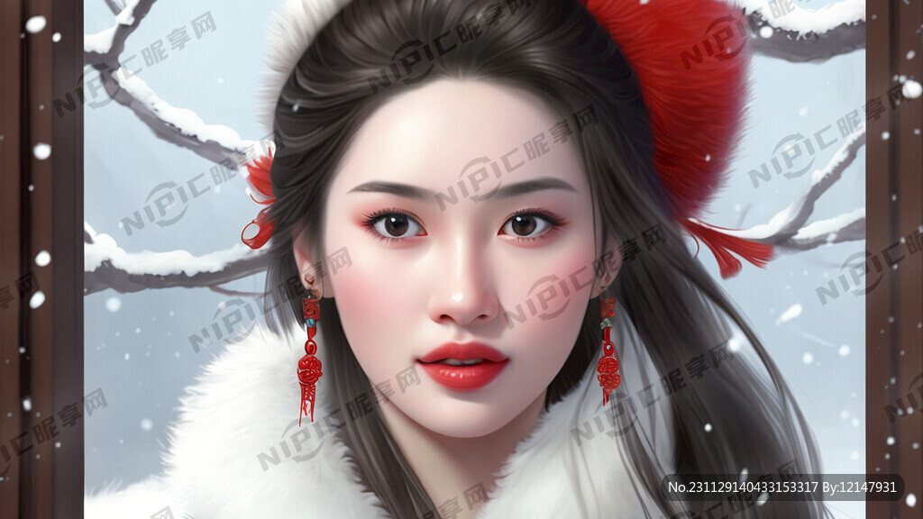 美女 冬季