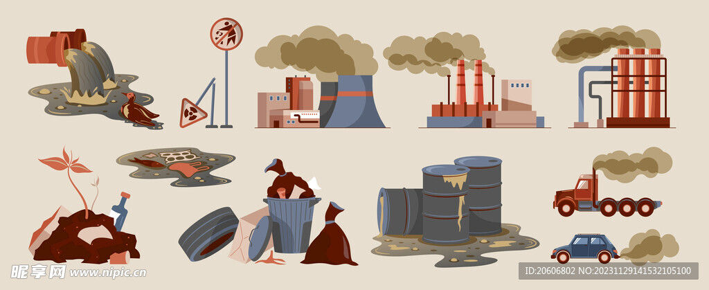 工业污染垃圾插画