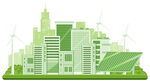 绿色城市能源插画