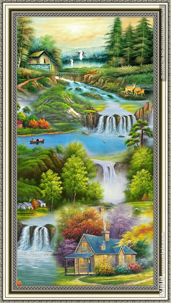 山水风景油画 