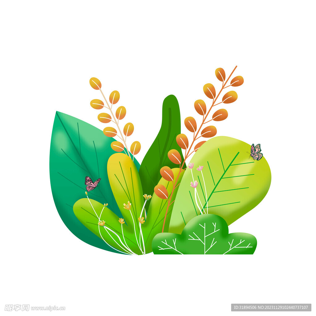 卡通植物装饰元素