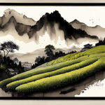 龙，茶叶，采茶，山川，雕刻纹理，茶农