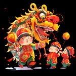舞龙插画