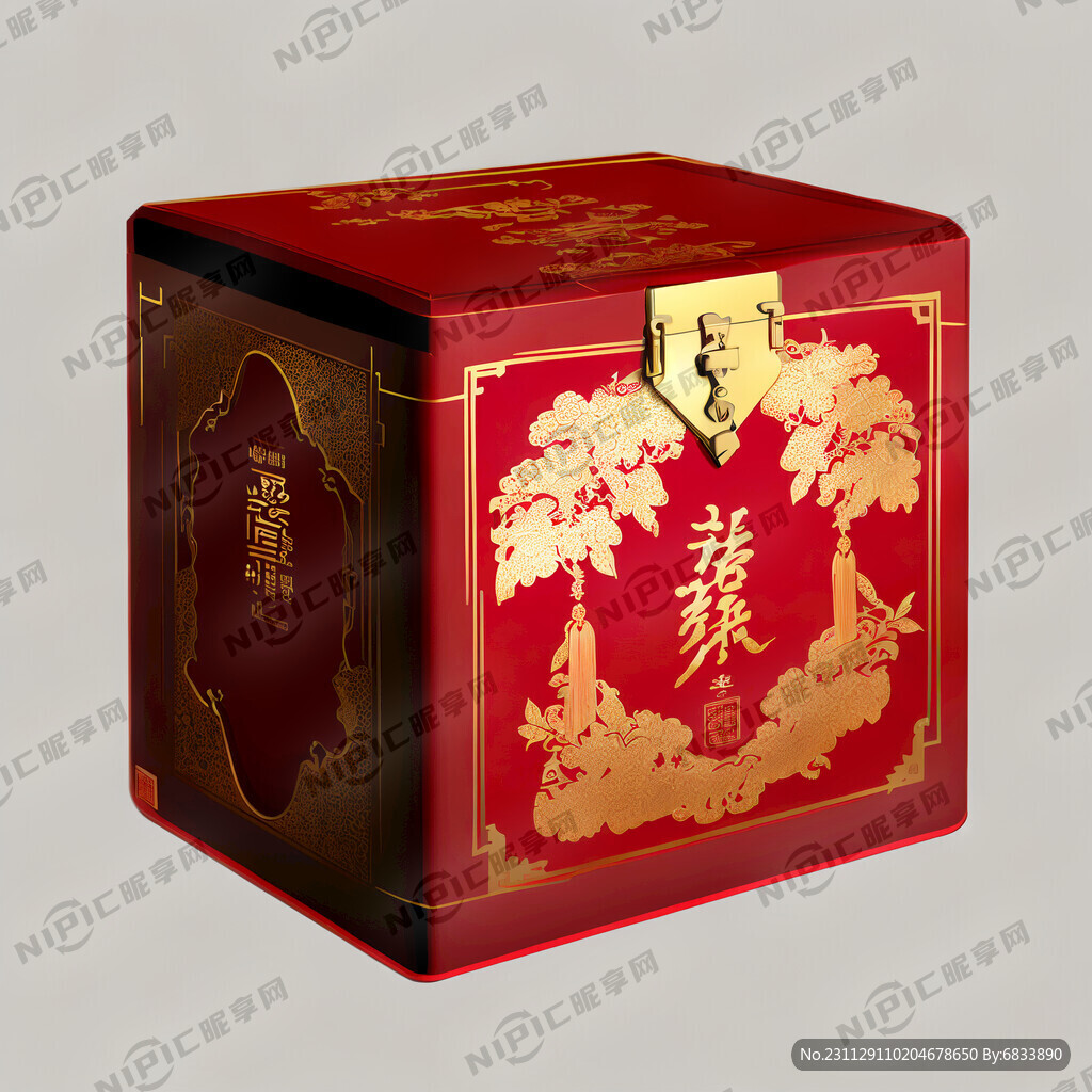 高档酒盒 红色和金色搭配
