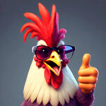 拟人化，可爱大公鸡，眼睛上带着大墨镜高清，高纯度色调，竖起大拇指，全身，3D可爱风，精细刻画，无破面