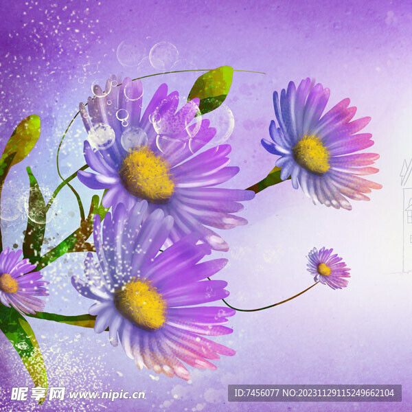 紫色花卉唯美装饰画挂画