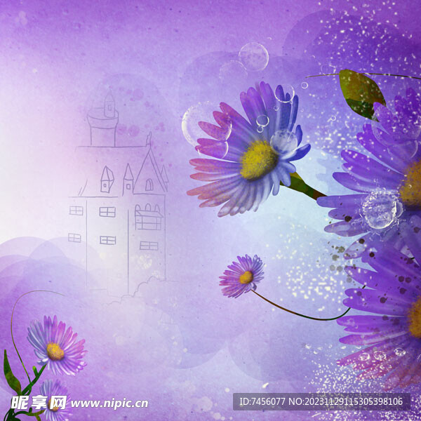 唯美紫色花卉挂画装饰画