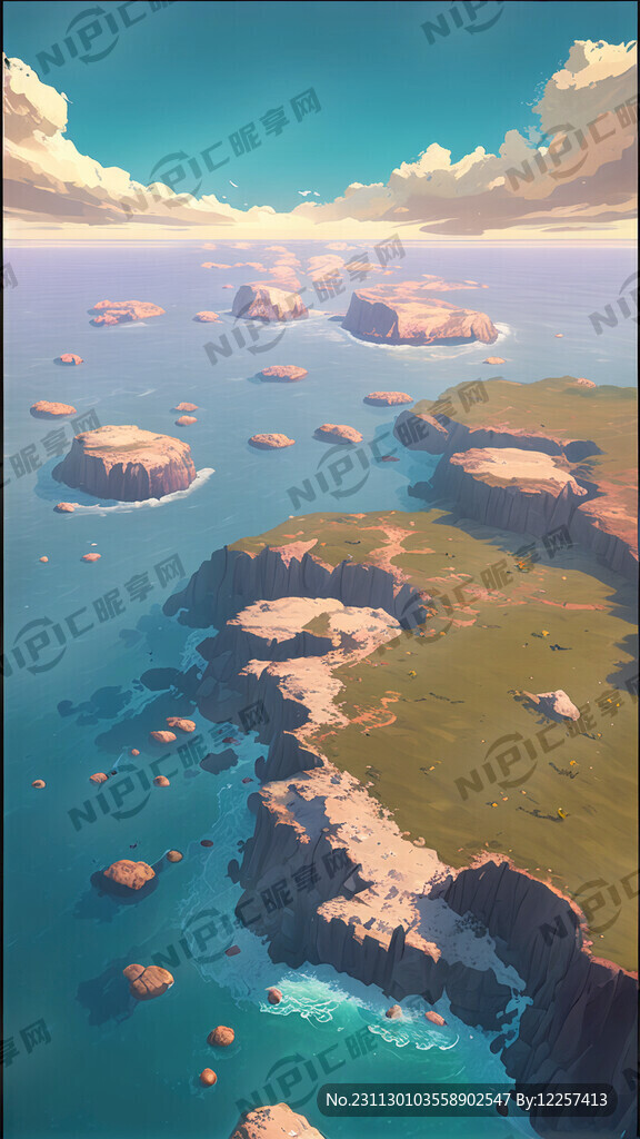 3D悬浮 海洋 俯视图