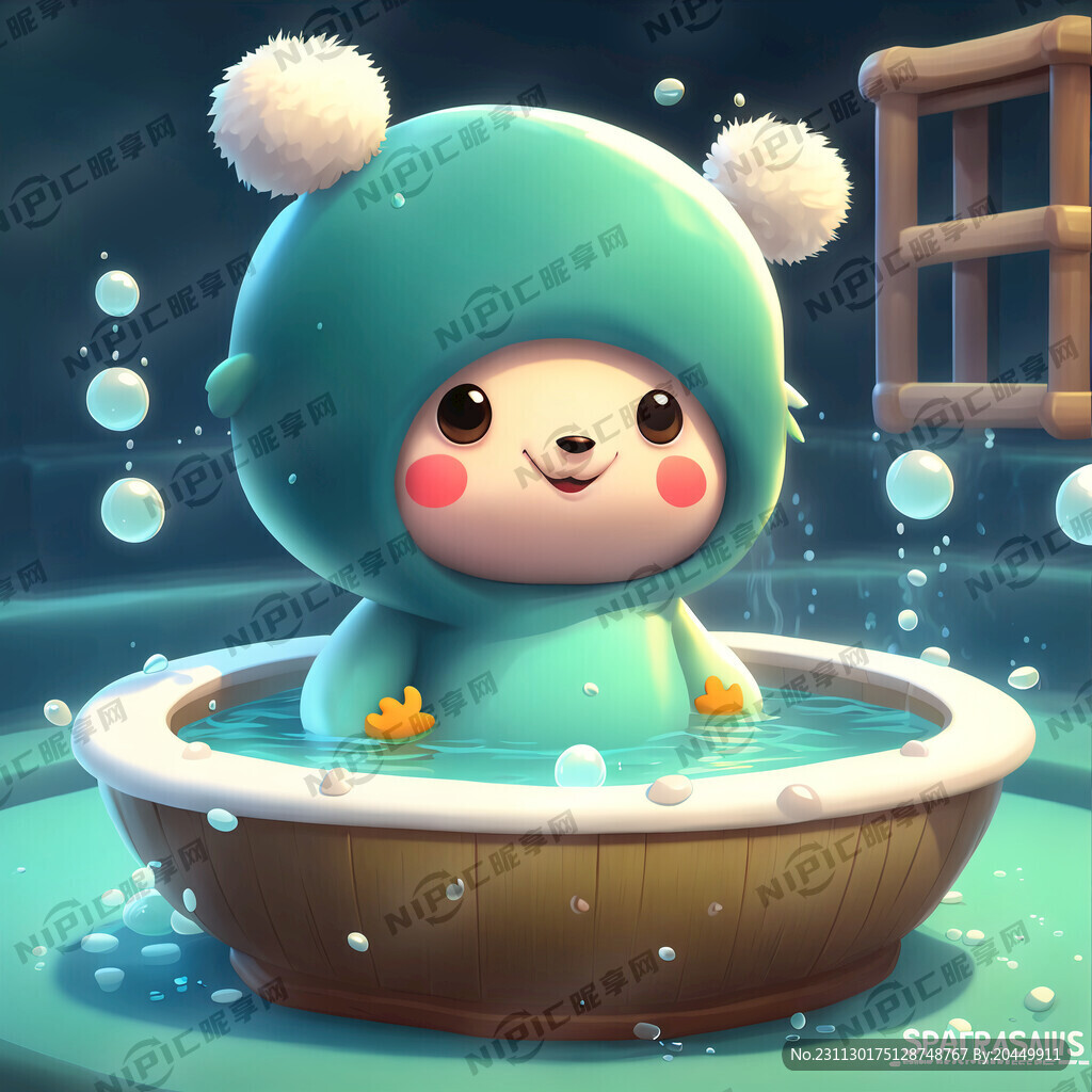温泉主题可爱的吉祥物