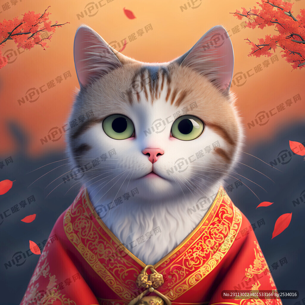猫   皮克斯动画风格 大眼睛