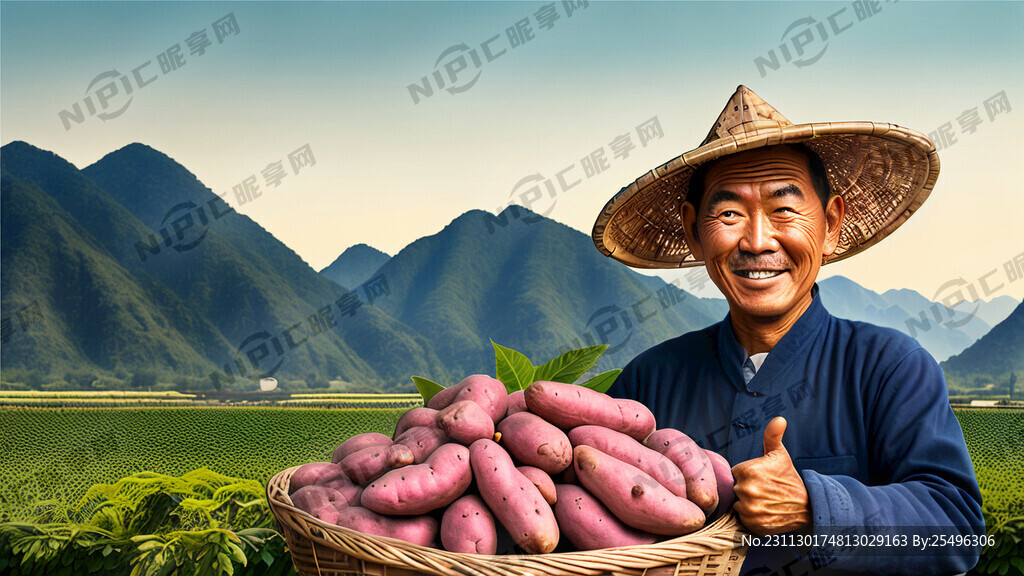 一筐红薯 远处有山有水有祥云