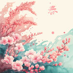 春天水彩花卉插画