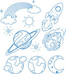 线描宇宙太空插画