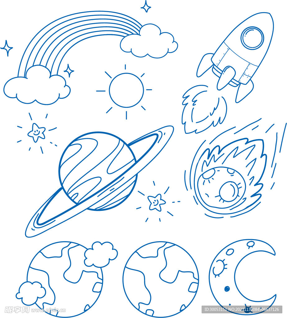 线描宇宙太空插画