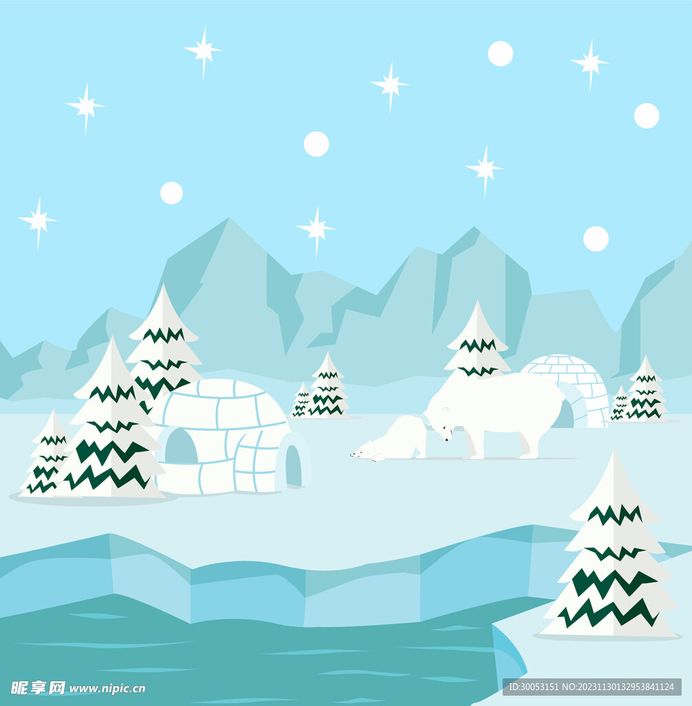 冬季风景矢量插画