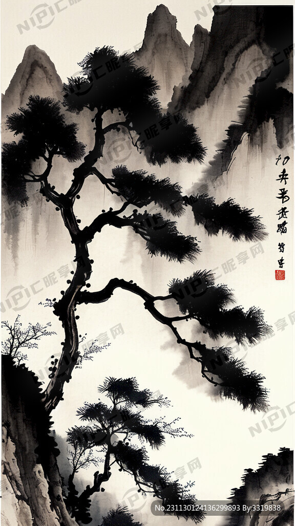 山谷 中国风 中国画 山水