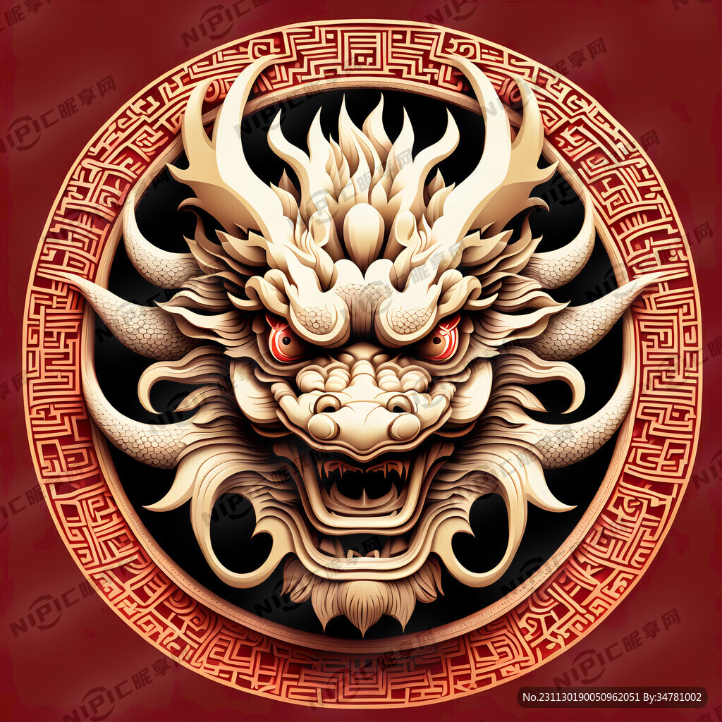 龙头 镂空 矢量图
