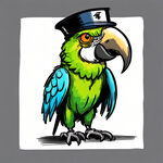 画一个带着博士帽的鹦鹉，要漫画风格的简笔画