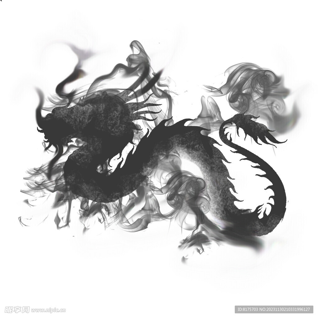龙形水墨  