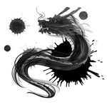 龙形水墨 