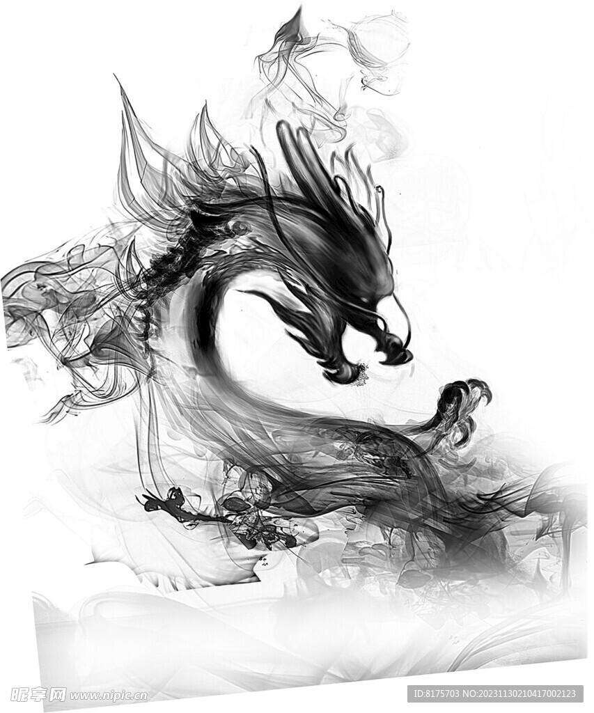 龙水墨画 
