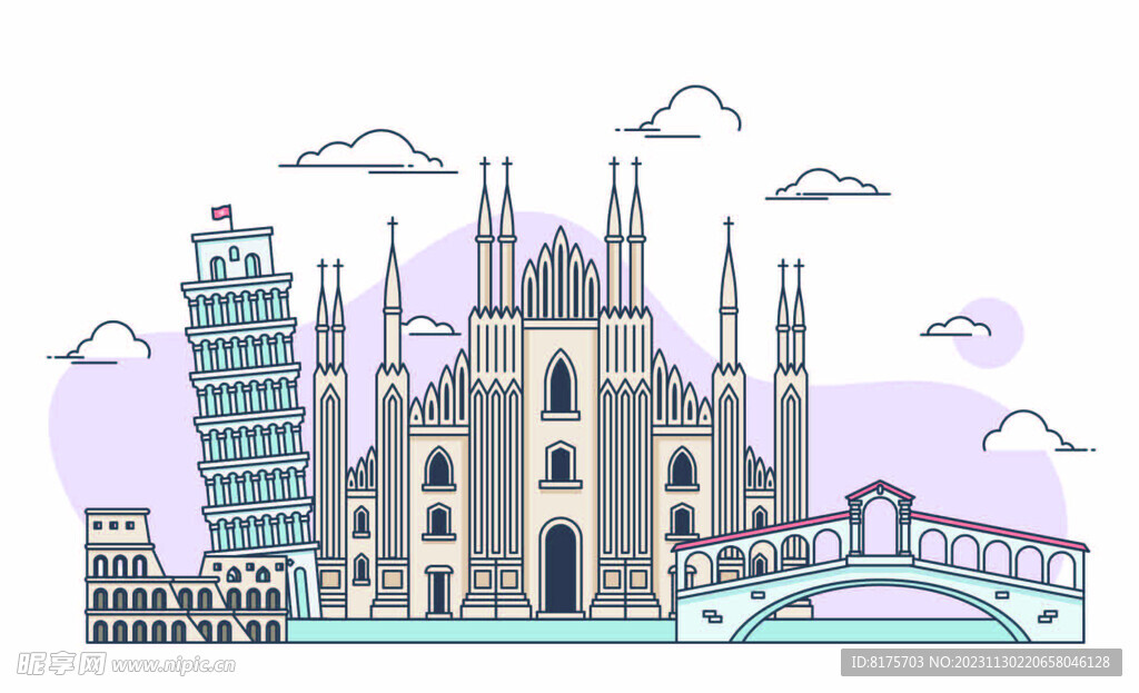 意大利城市插画  