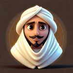 3D卡通人物形象，阿拉伯风格，用珍珠或珍珠贝元素，