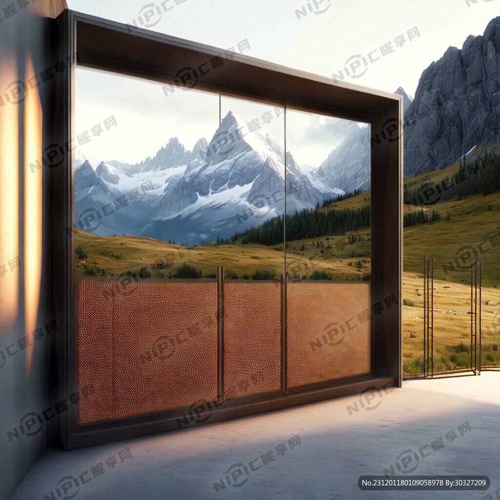 山造型屏风带灯光效果外面有方通